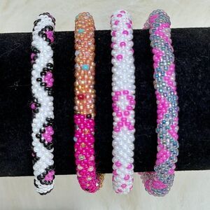 ALL PROFITS TO CHARITY! Bracelets Crocheted by Hand in Nepal (set of 4) #681